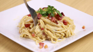 macarrão com bacon receita do dia