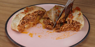 Repolho recheado com carne moída