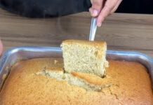 Bolo caseiro de pêssego super fácil e delicioso