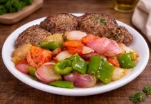 Bolinhos de Carne com Legumes Salteados