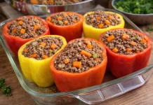 Pimentões Recheados com Carne Moída no Forno