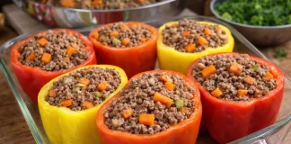 Pimentões Recheados com Carne Moída no Forno