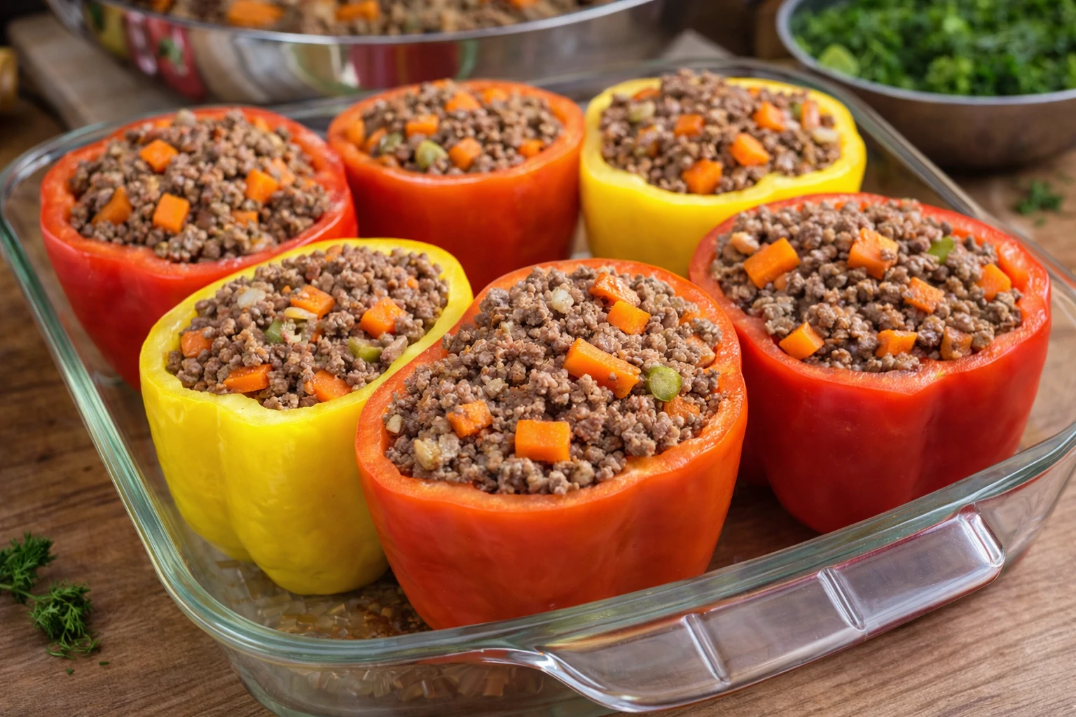 Pimientos Rellenos Horneados con Carne Picada - Super Receitas