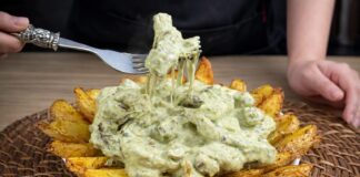Ofenkartoffeln mit Knoblauchcreme und Rumpsteak