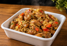 Frango com Arroz Temperado na Frigideira