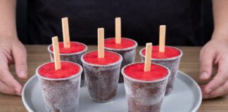 Homemade Strawberry Ice Cream with Chocolate Cone