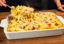 Macarrão Assado com Bacon, Presunto e Muçarela
