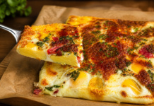 Baked Omelet in the Air Fryer with Bell Peppers, Tomato and Cheese