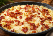 Creamy Pasta with Potato Cream, Cheese, and Bacon