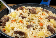 Arroz com Carne, Batata, Cenoura e Ervilha