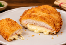 Breaded Chicken Stuffed with Ham and Cheese