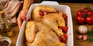 Pollo intero marinato con patate