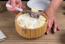 Aveia de Geladeira com Banana, Maçã e Cacau