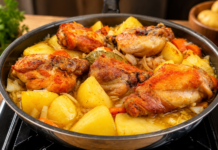 Sobrecoxa de Frango com Batata, Cenoura e Molho