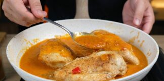 Pollo frito con salsa de zanahoria