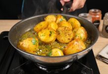 Batatas Douradas na Manteiga com Alho e Limão