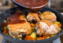 Coxas de Frango ao Molho de Mel e Shoyu com Legumes
