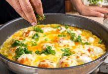 Uova sode gratinate in padella con mozzarella